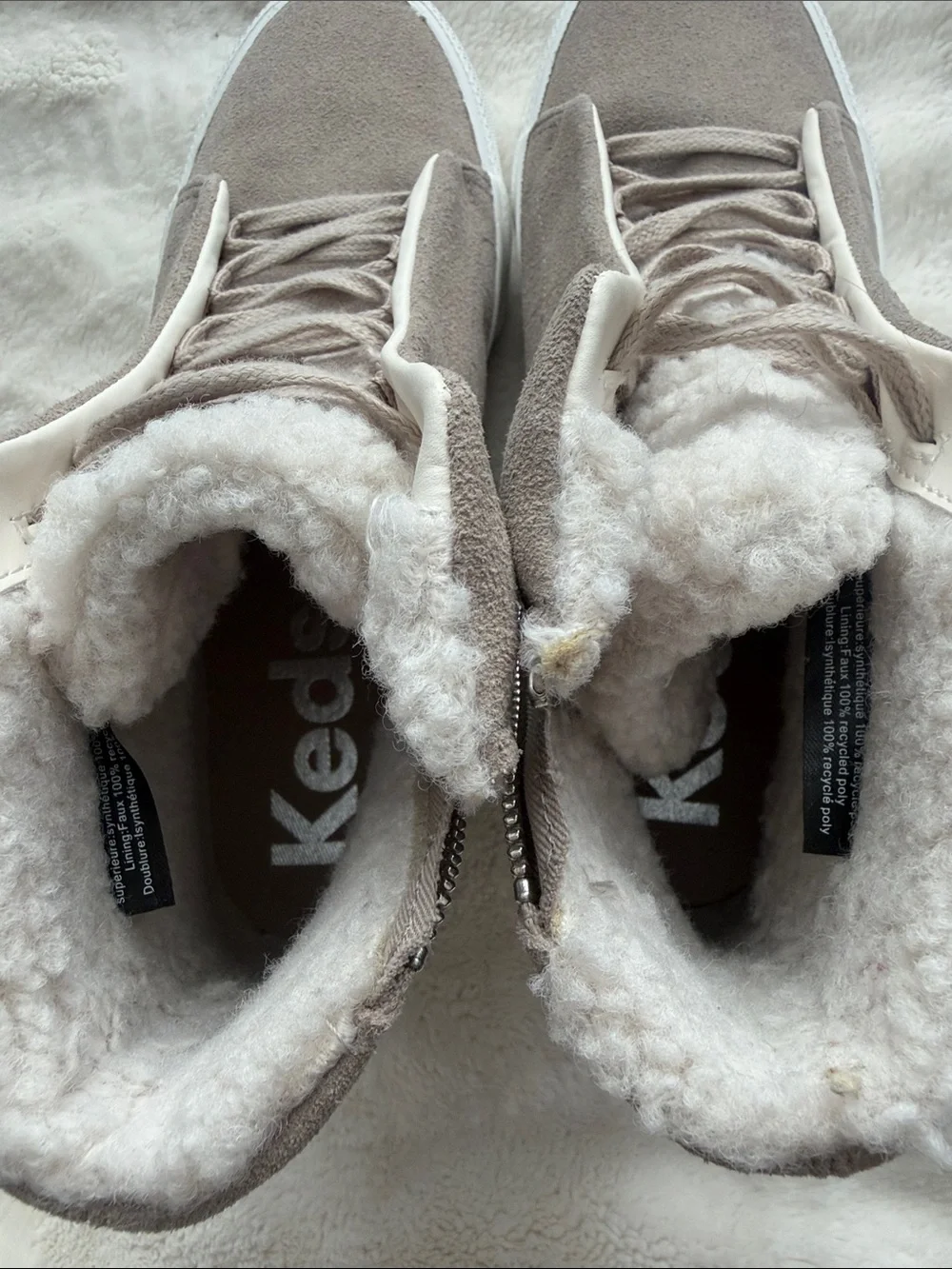 Keds Women's Taupe Faux-Suede Sherpa High-Top Sneakers